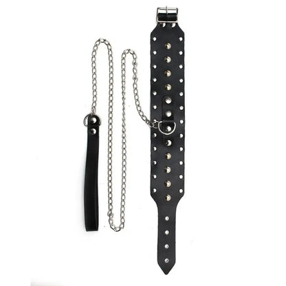 Adjustable Leather Collar with Chain for Size Fits and Data Design