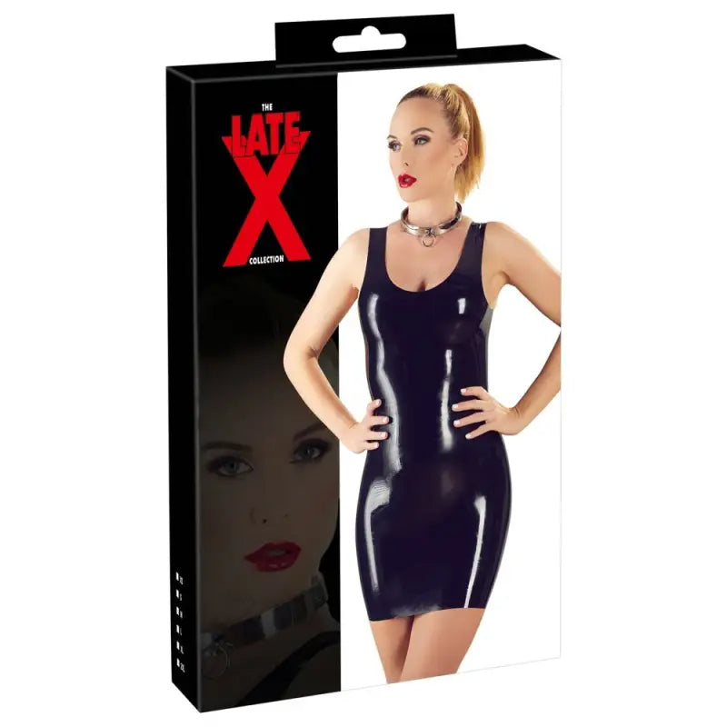 Black Latex Mini Dress for Women