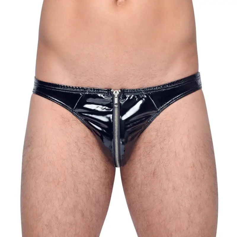 Black Level Vinyl Briefs with Zip for Men