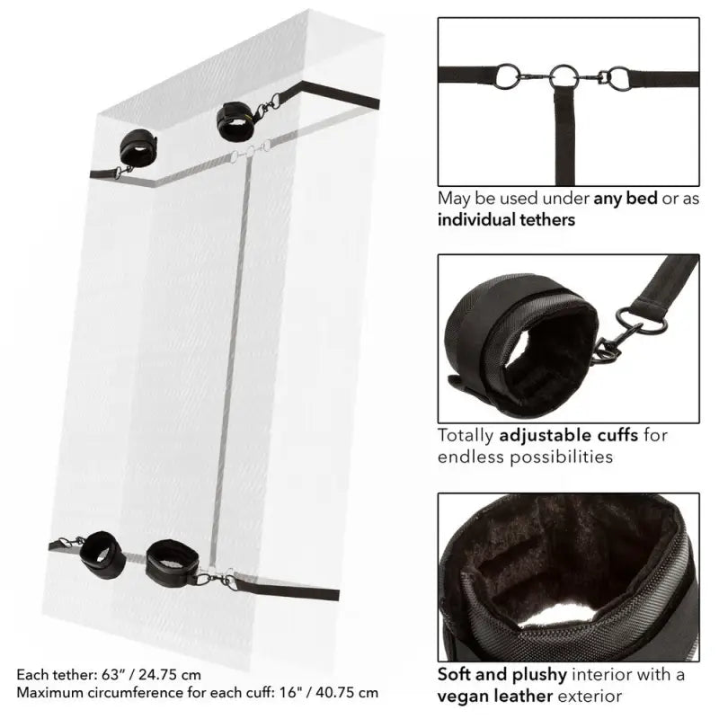 Boundless Bed Restraints with Vegan Leather Ankle Cuffs for Ultimate Pleasure
