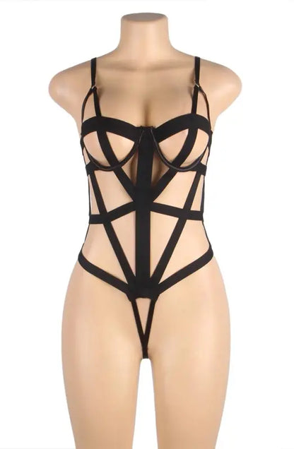 Celebrate Your Curves with YesX YX844Q Body Black Strappy Bodysuit