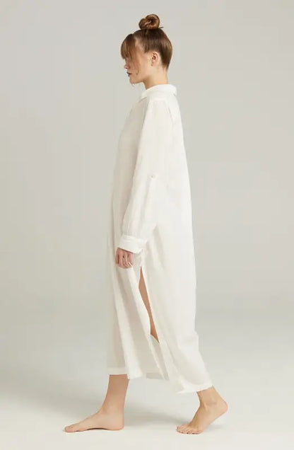 Chic Maxi Shirt Organic Cotton White Crafted from Luxurious Natural Materials
