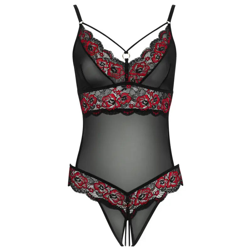 Cottelli Crotchless Body in Floral Lace for Seductive Allure