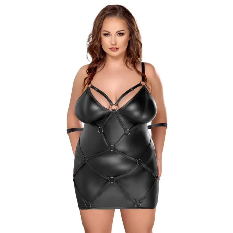 Cottelli Curves Bondage Plus Dress in Luxurious Matte Finish