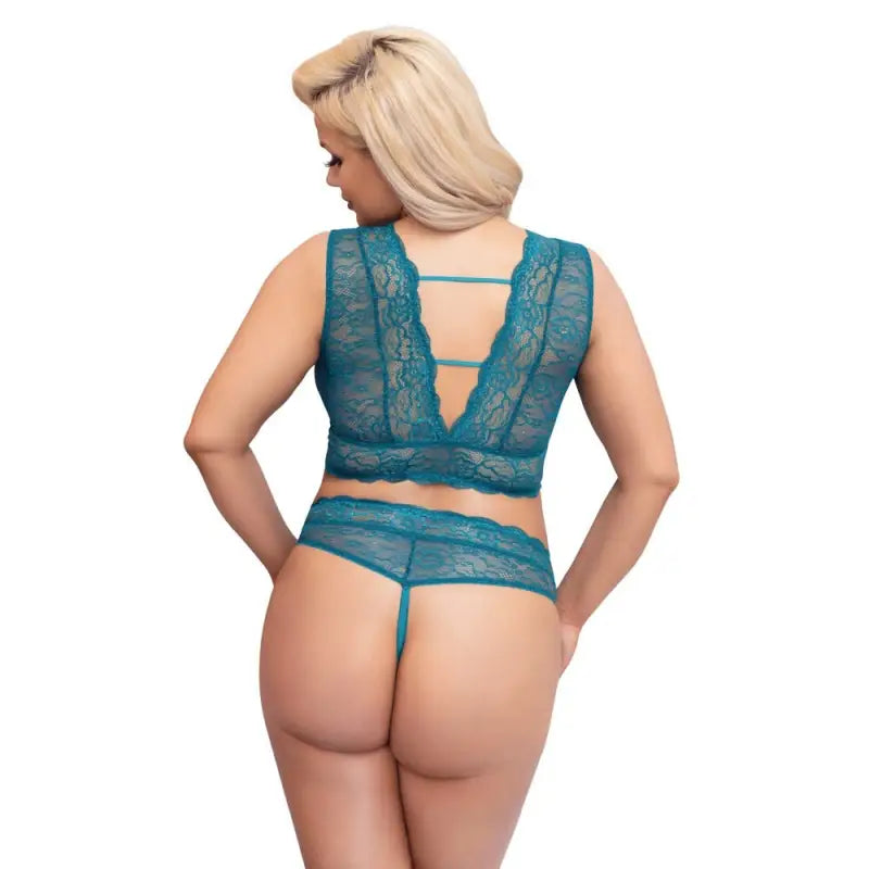 Cottelli Curves Bralette and Crotchless Thong Set with Stretchy Straps