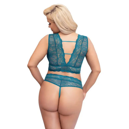 Cottelli Curves Bralette and Crotchless Thong Set with Stretchy Straps
