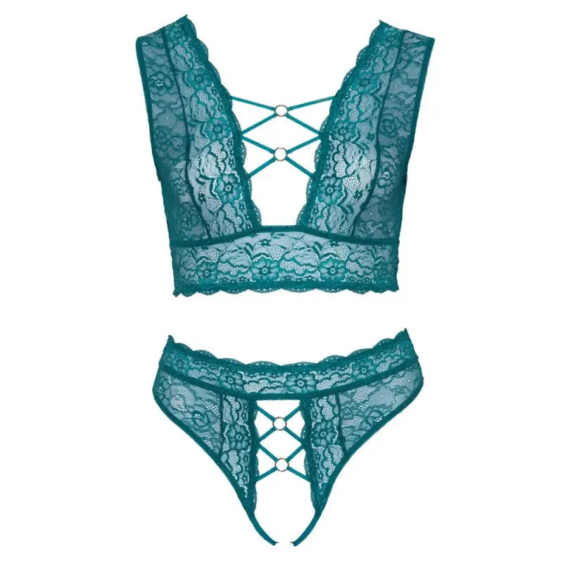 Cottelli Curves Bralette and Crotchless Thong Set with Stretchy Straps
