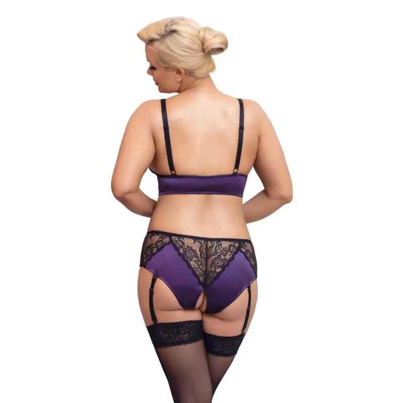 Cottelli Curves Bralette Suspender Set with Crotchless Briefs