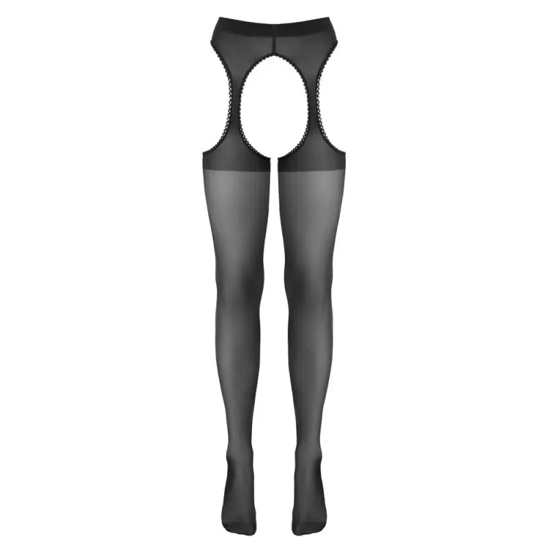 Cottelli Legware Black Suspender Stockings with Decorative Seam and Reinforced Panty