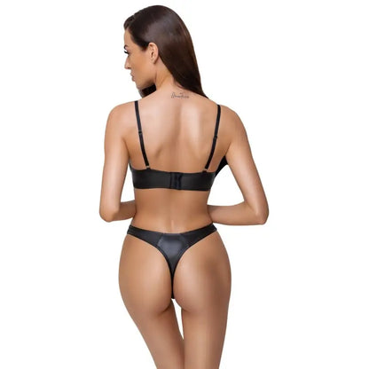 Cottelli Matte Black Bra Set with Decorative Stretchy Straps