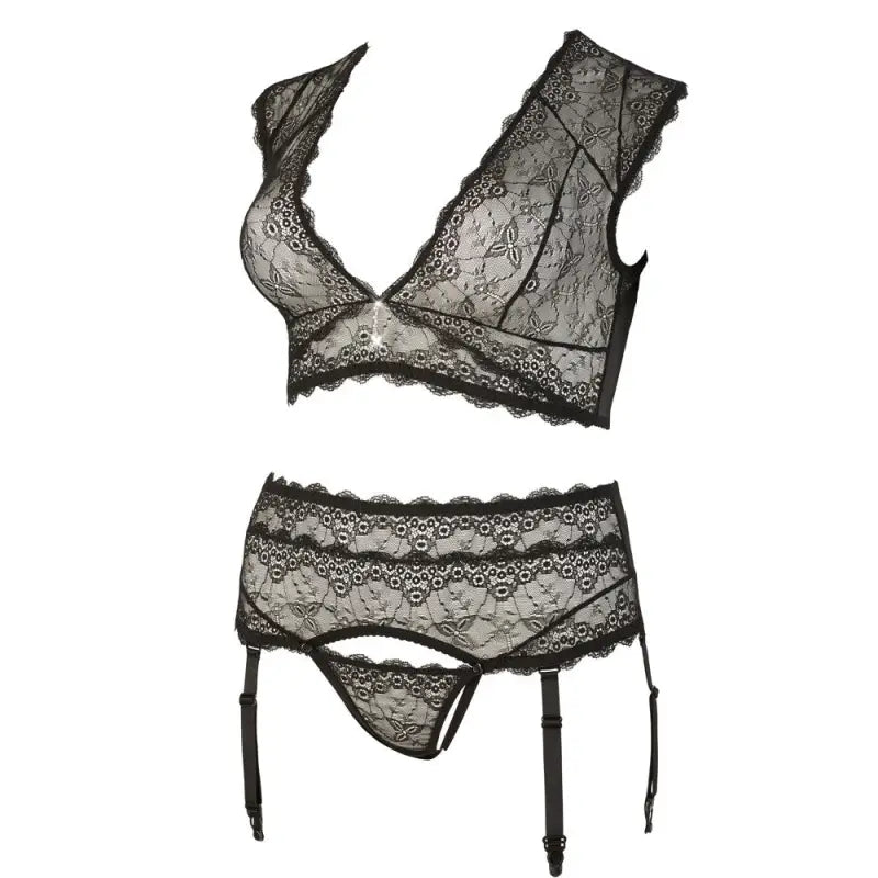 Cottelli Plus Size Bralette and String Set Black for Sensual Comfort
