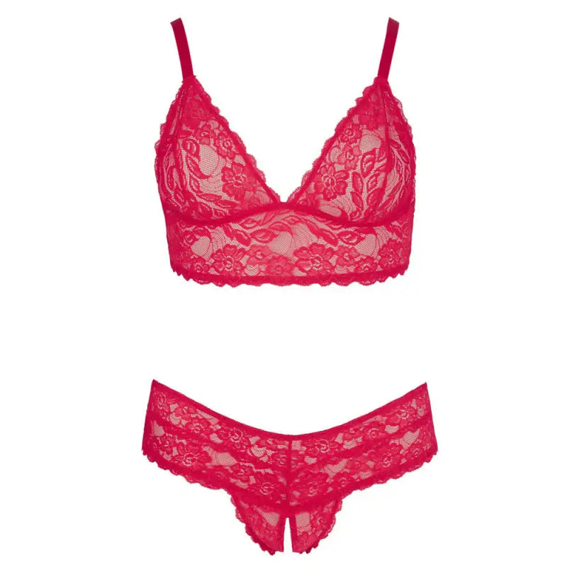 Cottelli Plus Size Red Lace Bra with Adjustable Straps and Briefs