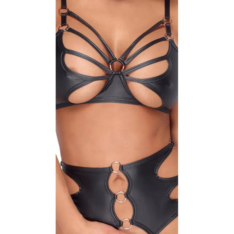 Crotchless Bondage Bra Set in Soft Stretch Material