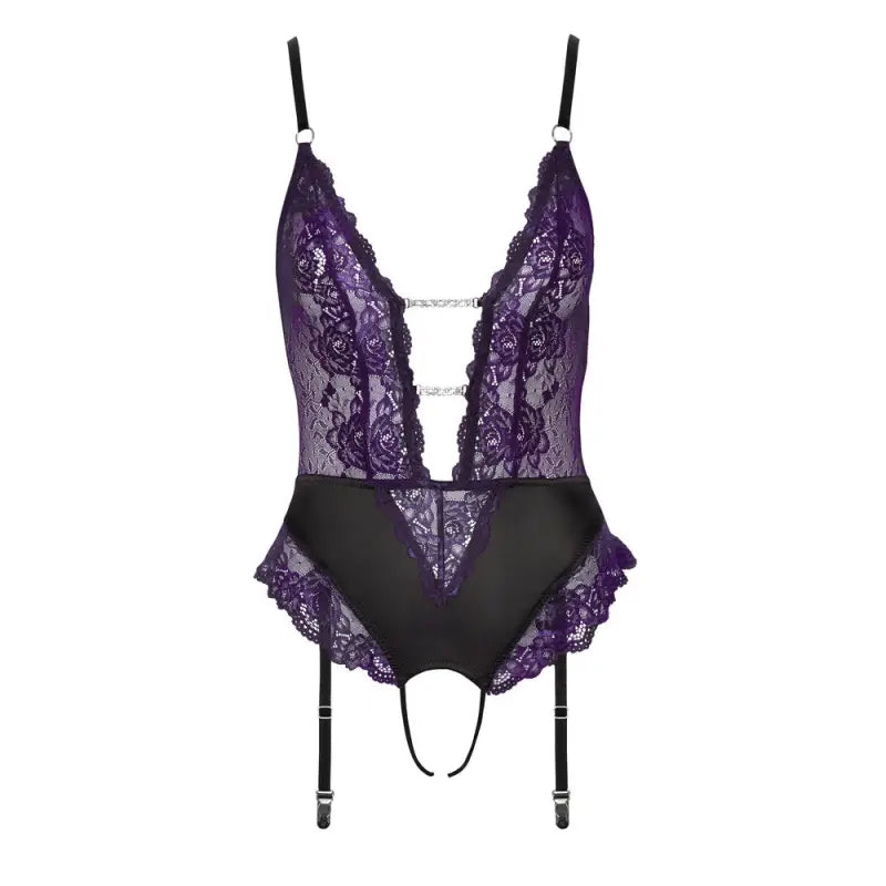 Crotchless Lace Body with Plunging Neckline and High Comfort