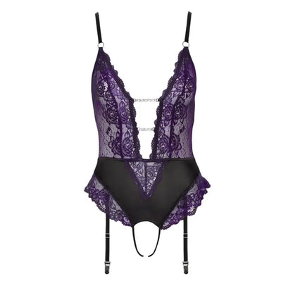 Crotchless Lace Body with Plunging Neckline and High Comfort