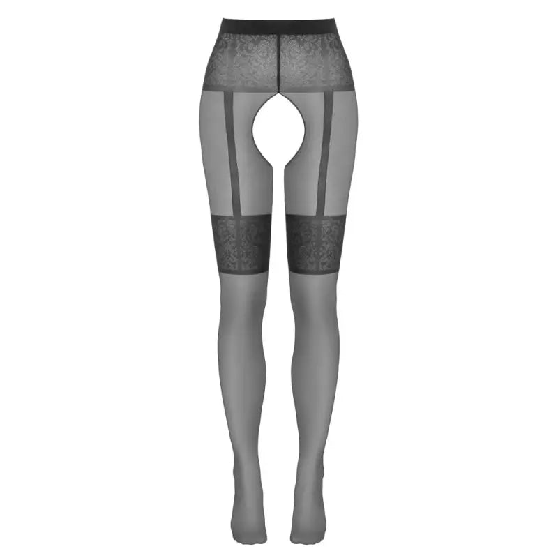 Crotchless Tights with Suspender Belt in Elegant Lace Look