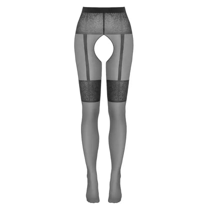 Crotchless Tights with Suspender Belt in Elegant Lace Look