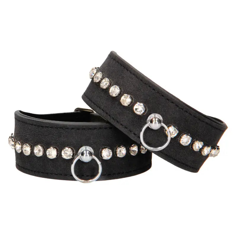 Diamond Studded Wrist Cuffs for Elegant Restraint and Bondage Gear