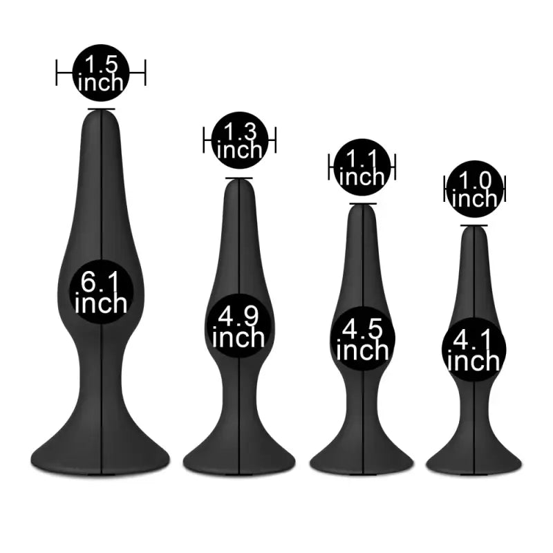 Discover Excitement with Four Silicone Butt Plugs in Black