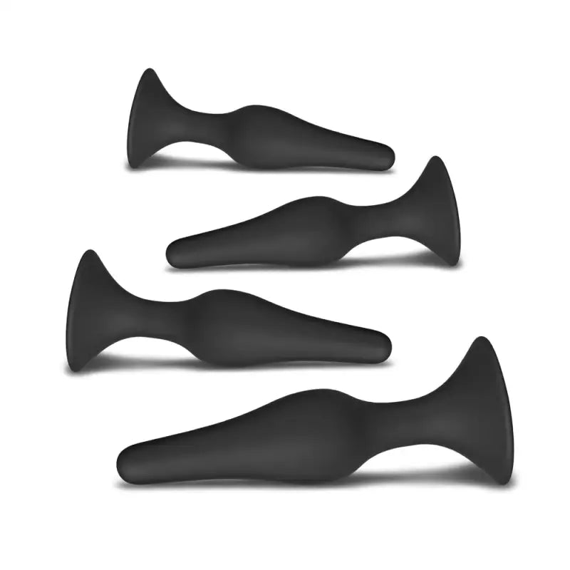 Discover Excitement with Four Silicone Butt Plugs in Black