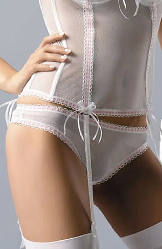 Discover the Allure of Gracya Paola with White Mesh Fabric and Pink Ribbons