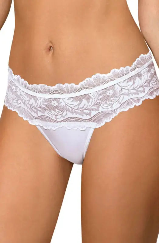 Discover the Allure of Roza Sefia Thong White with Deep Lace Panel