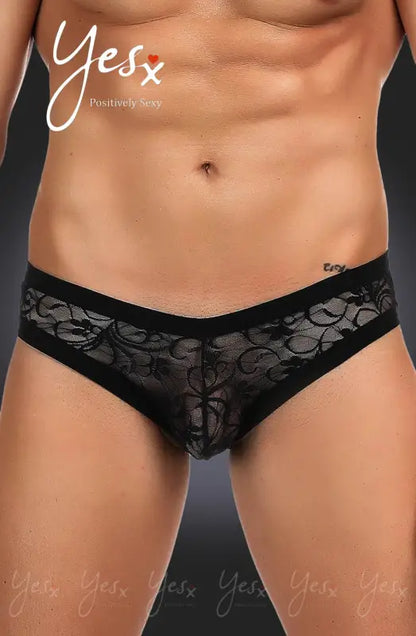Discover the Allure of YesX YX973 Men’s Black Sheer Floral Lace Briefs