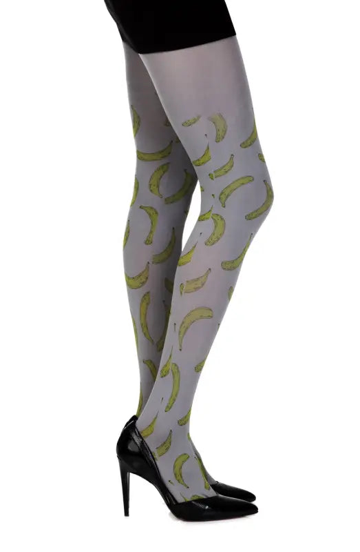 Discover Zohara Going Bananas Grey Print Tights with Yellow Bananas Exotic - Size 1