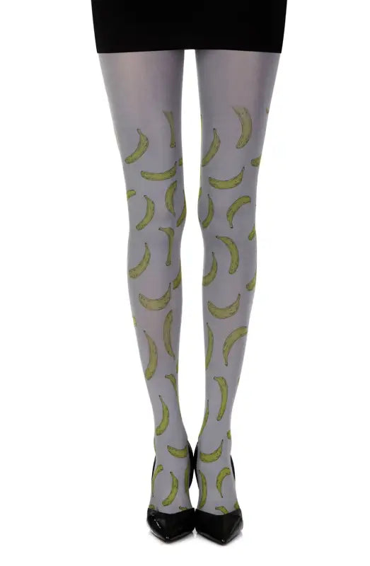 Discover Zohara Going Bananas Grey Print Tights with Yellow Bananas Exotic - Size 1