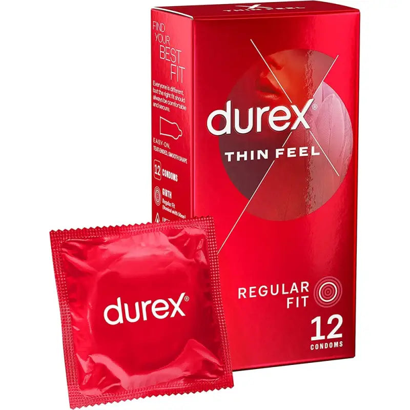 Durex Thin Feel Regular Fit Condoms 12 Pack for Ultimate Sensation
