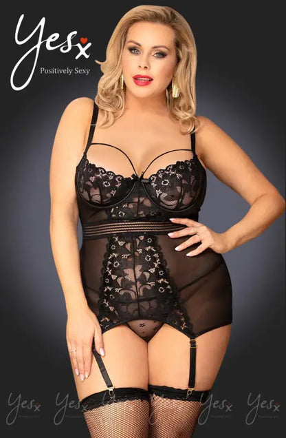 Elegance Redefined with YesX YX955Q Black Chemise and Floral Lace