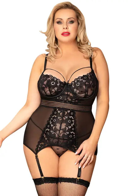 Elegance Redefined with YesX YX955Q Black Chemise and Floral Lace