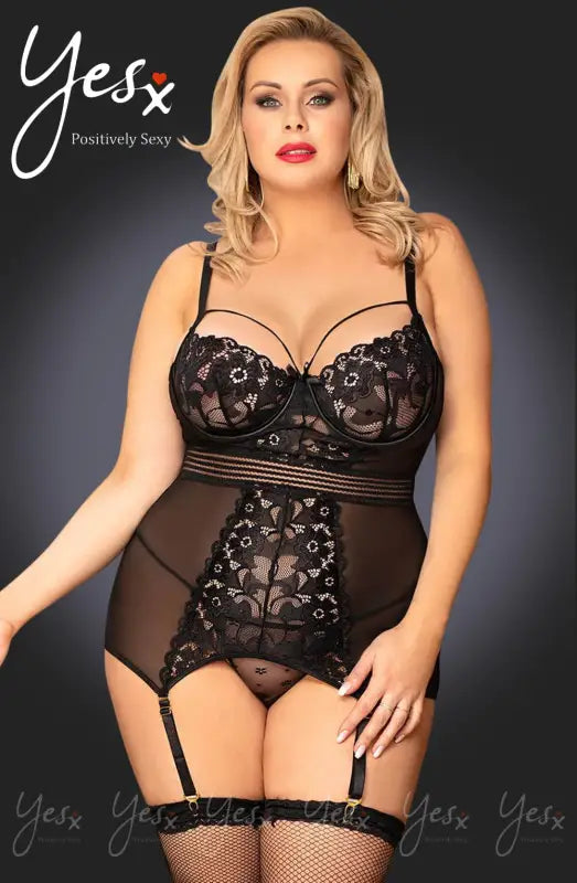 Elegance Redefined with YesX YX955Q Black Chemise and Floral Lace