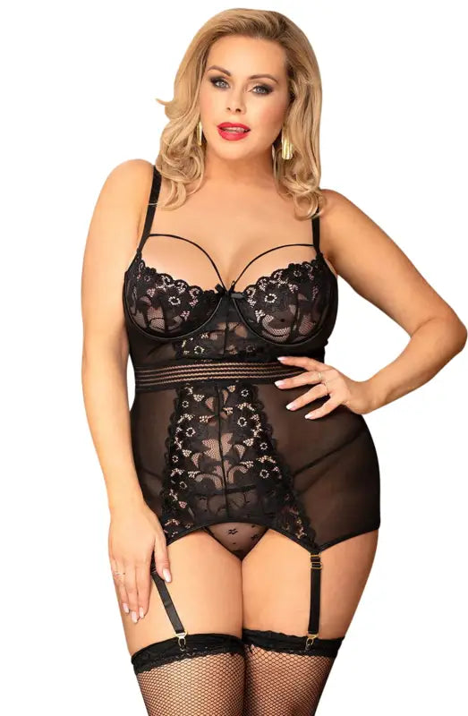 Elegance Redefined with YesX YX955Q Black Chemise and Floral Lace