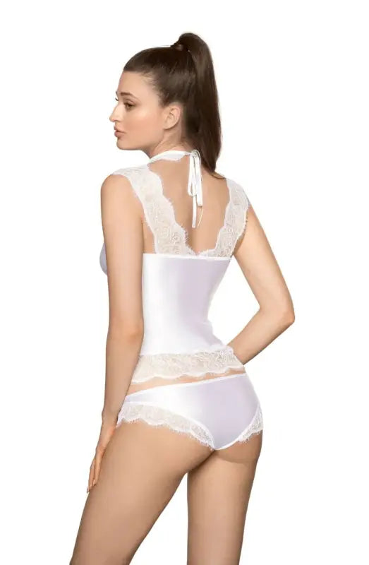Elevate Elegance with Roza Sija White Shirt Featuring Eyelash Lace