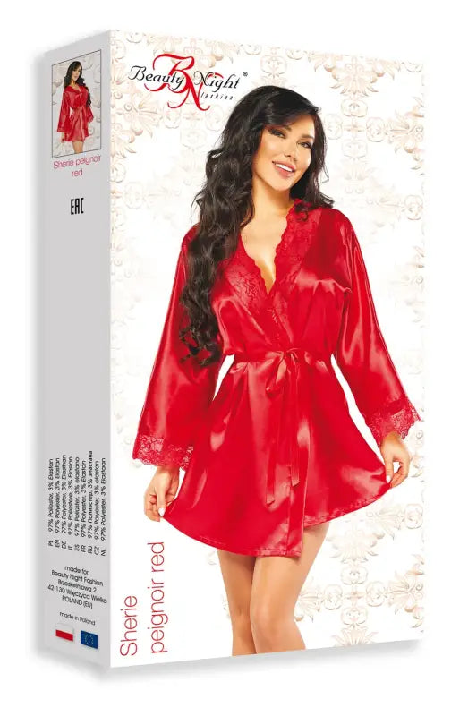 Elevate Elegance with the Sherie Peignoir Red from Beauty Night BN6670 - One Size (S-L)