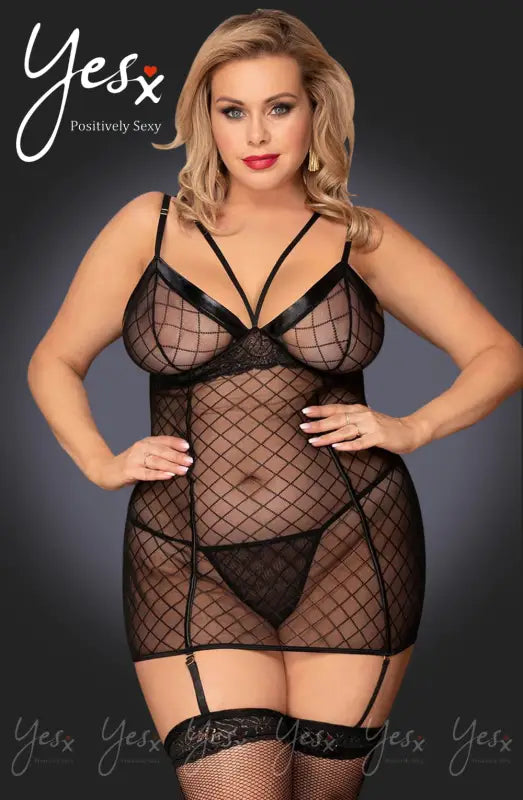 Elevate Elegance with the YesX YX954Q Black Seductive Mesh Chemise