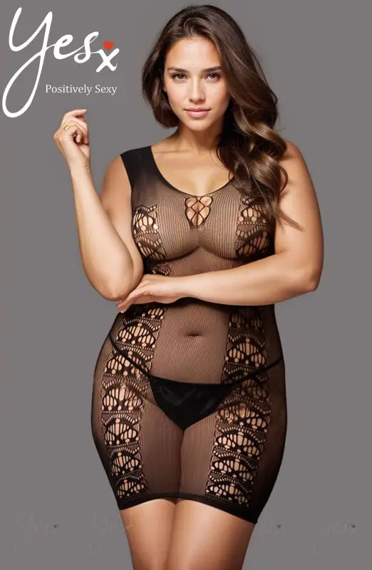 Elevate Intimacy with the YesX YX820Q Black Sleeveless Bodystocking Dress - One Size (Plus)