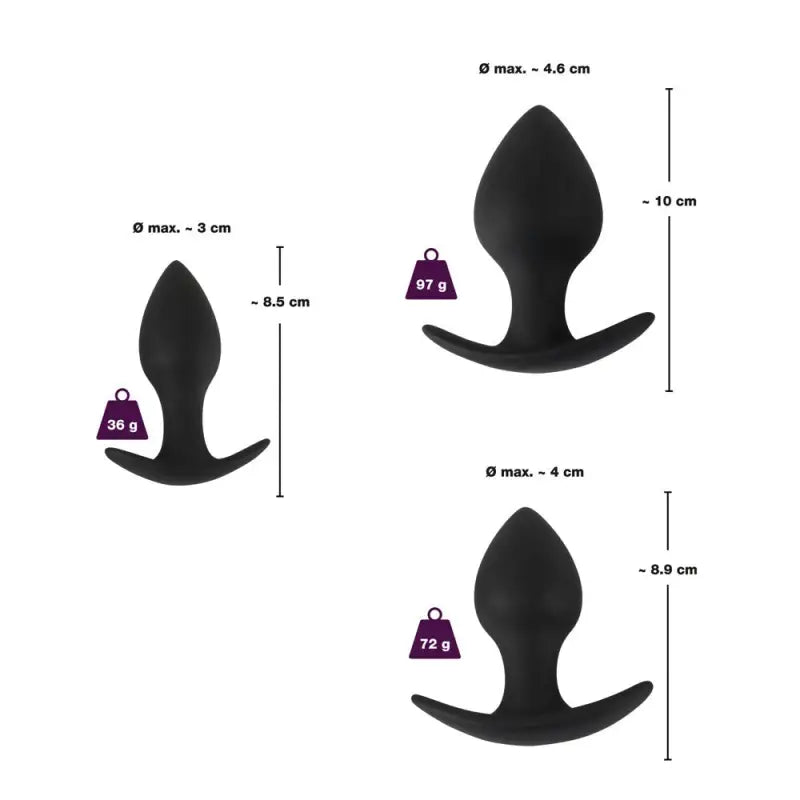 Elevate Sensations with the Black Velvet Silicone Three Piece Anal Training Set