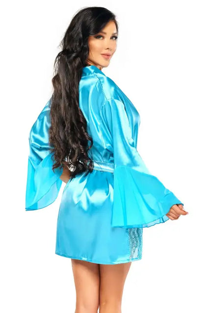 Elevate Your Elegance with Marlene Peignoir Turquoise BN6659 - One Size (S-L)
