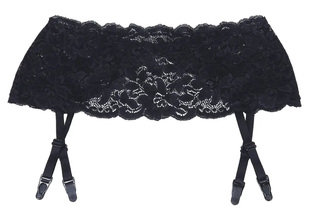 Elevate Your Elegance with the Shirley of Hollywood Black Suspender Belt - One Size