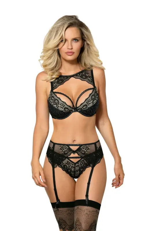 Elevate Your Sensual Style with Roza Kena Black Suspender Belt
