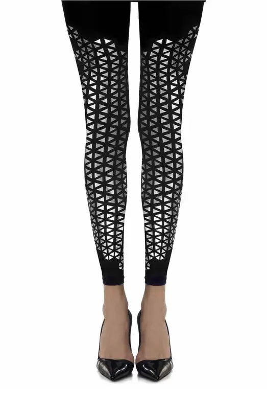 Elevate Your Style with Zohara Black Print Footless Tights