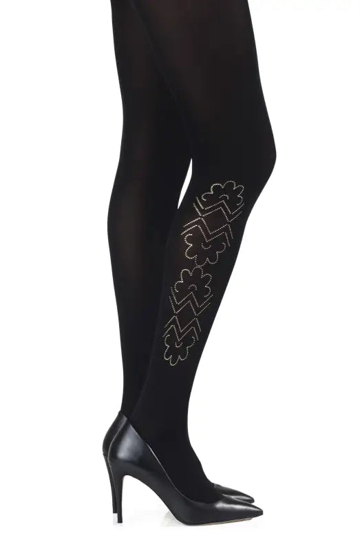 Elevate Your Style with Zohara Caught in the Metal Black Print Tights