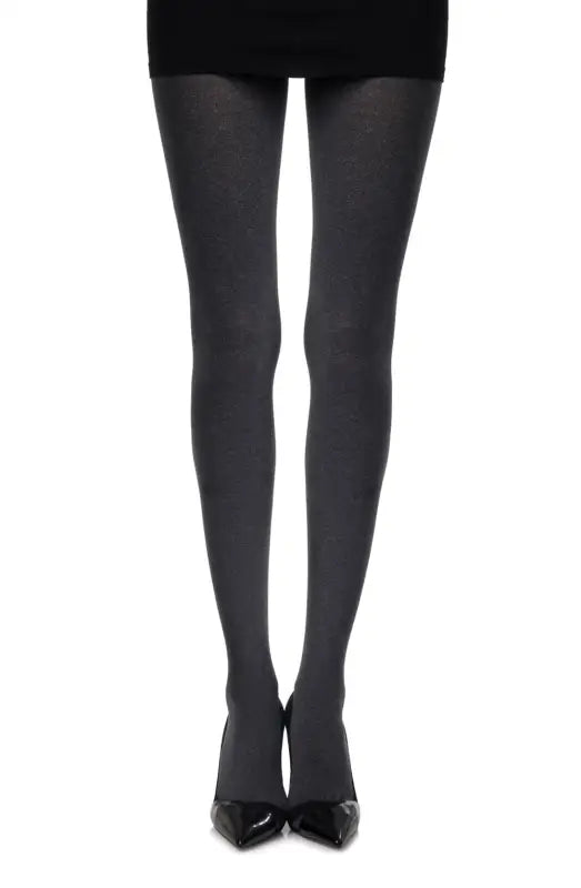 Elevate Your Style with Zohara Heather Grey Opaque Tights - Size 2