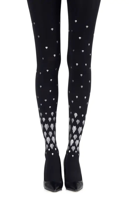 Elevate Your Style with Zohara Shell Out Black Print Tights
