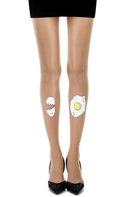 Elevate Your Style with Zohara Sunny Side Up Skin Sheer Print Tights
