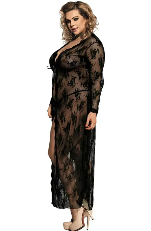 Embrace Elegance with the YesX YX824Q Long Lacey Dressing Gown