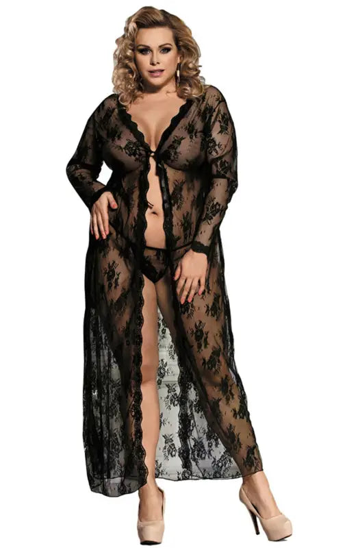 Embrace Elegance with the YesX YX824Q Long Lacey Dressing Gown