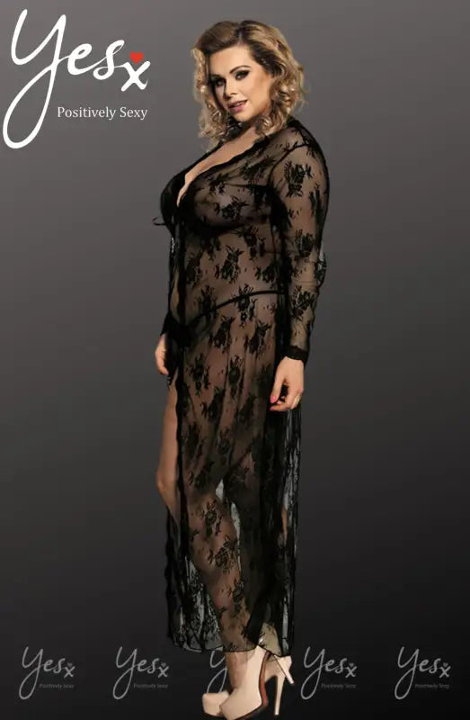 Embrace Elegance with the YesX YX824Q Long Lacey Dressing Gown
